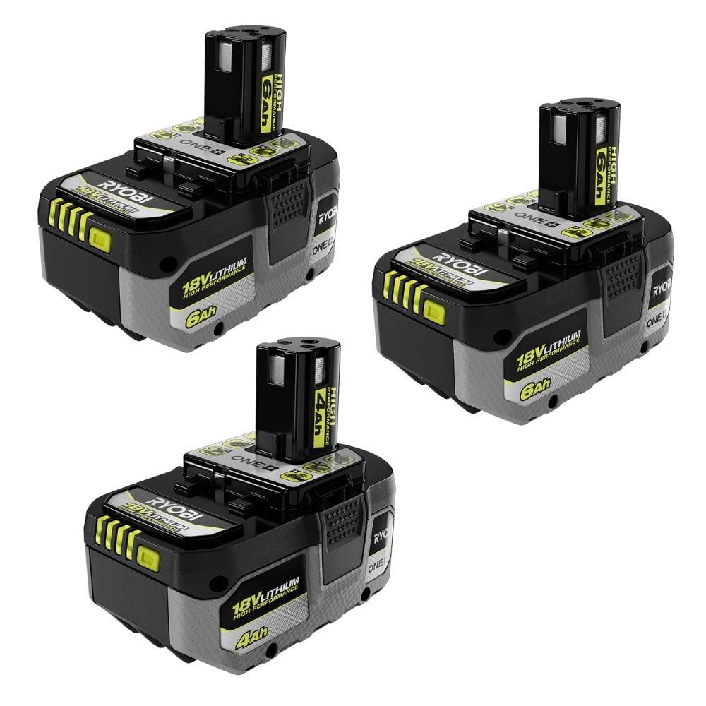 RYOBI ONE+ HP 18V HIGH PERFORMANCE Lithium-Ion 6.0 Ah Battery (2-Pack) w/ ONE+ 18V 4.0 Ah Lithium-Ion HIGH PERFORMANCE Battery (PBP2007PBP004)
