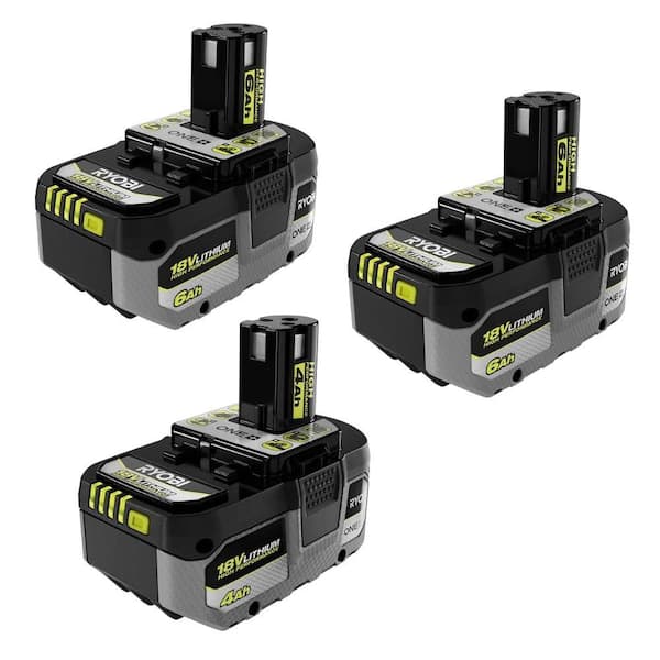 ONE+ HP 18V HIGH PERFORMANCE Lithium-Ion 6.0 Ah Battery (2-Pack) w/ ONE+ 18V 4.0 Ah Lithium-Ion HIGH PERFORMANCE Battery