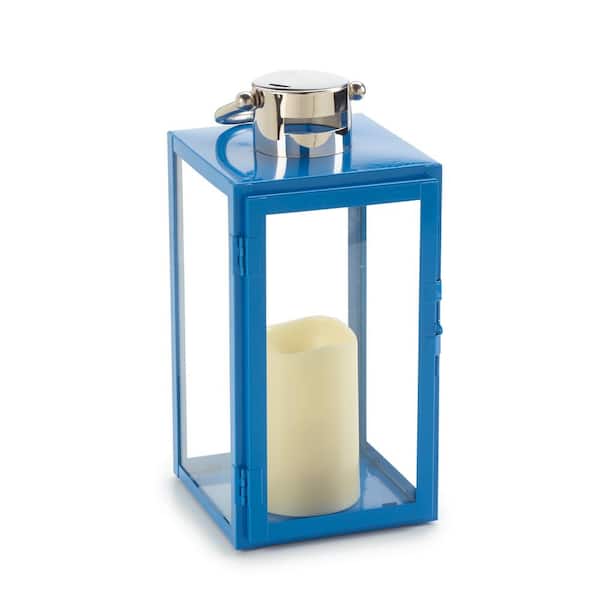 Smart Design Nemo 11 in. Blue Integrated 1-LED Candle Lantern