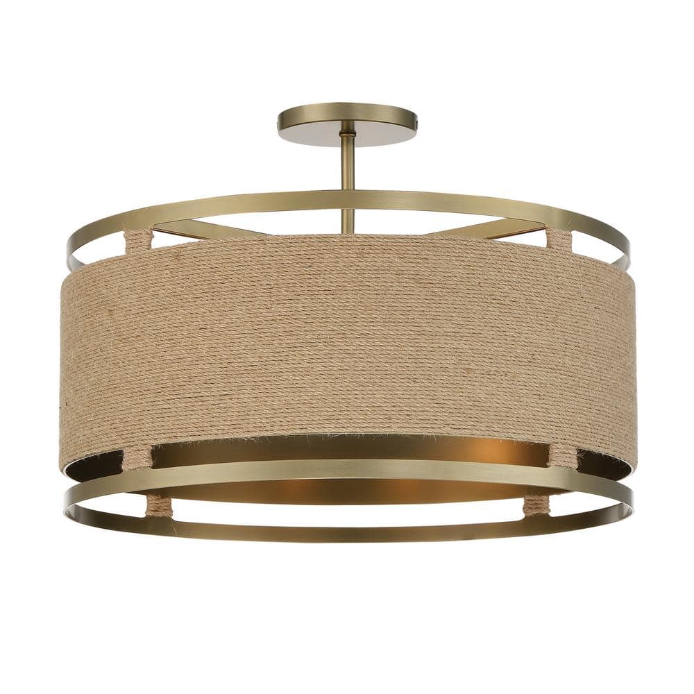 Perno Two Light Semi-Flush Mount in Burnished Brass by Visual
