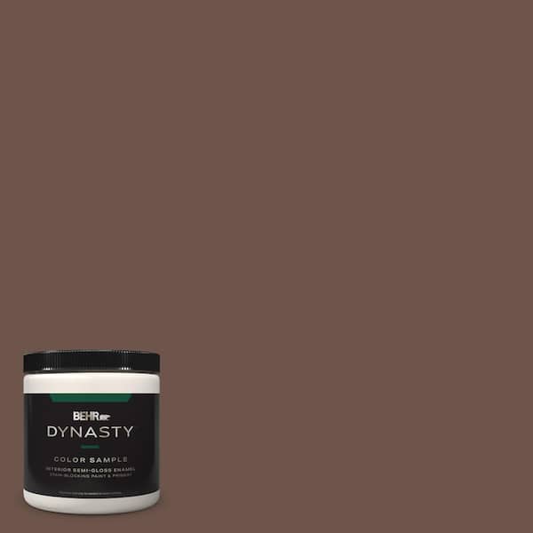 BEHR DYNASTY 8 oz. #N130-7 Double Fudge One-Coat Hide Semi-Gloss Enamel Stain-Blocking Interior/Exterior Paint and Primer Sample