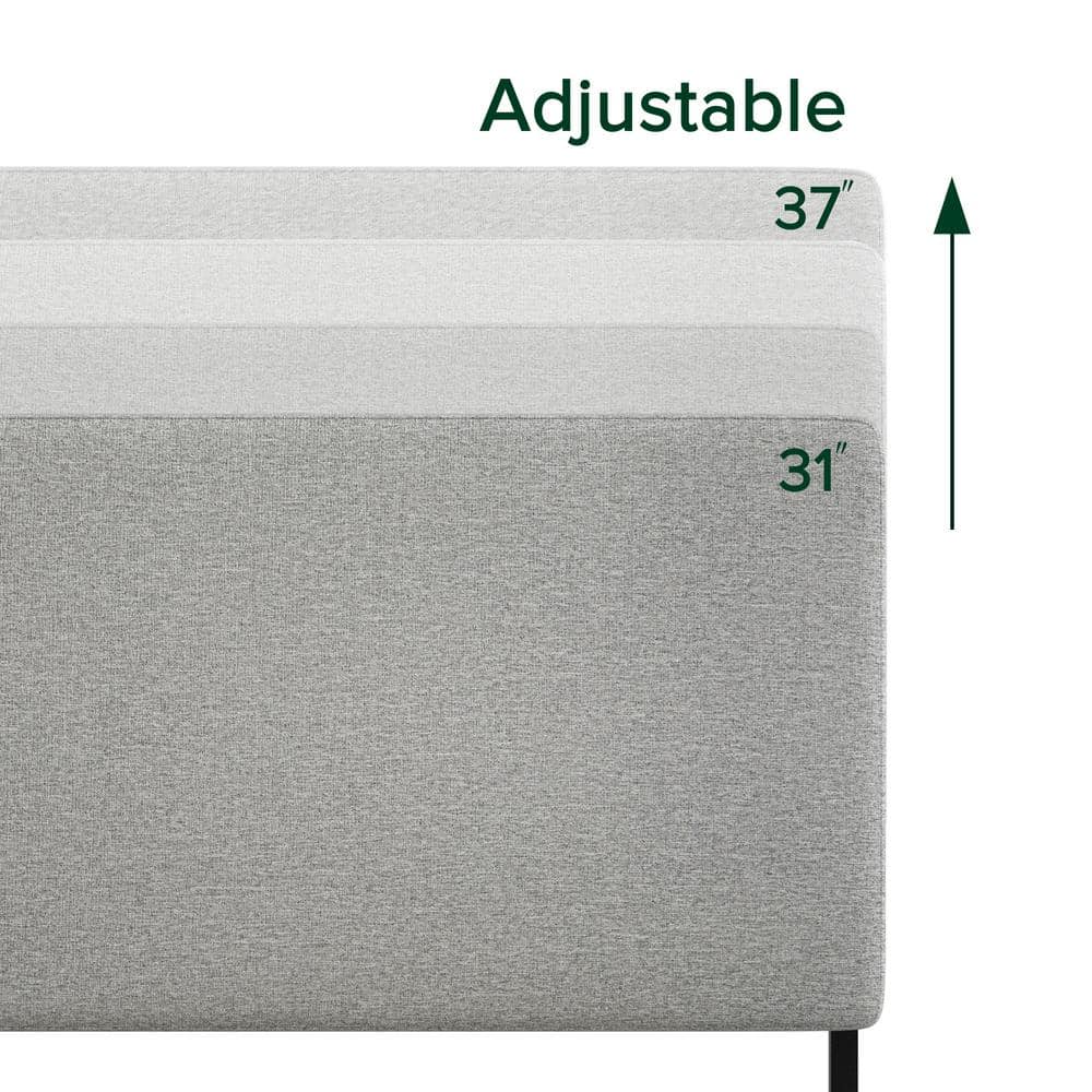 Light Gray Upholstered Queen Metal Headboard