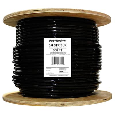 Cerrowire 500 ft. 3/0 Gauge Black Stranded Copper THHN Wire 112-5401J