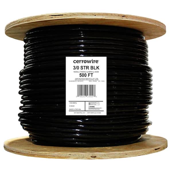 Cerrowire 500 ft. 3/0 Gauge Black Stranded Copper THHN Wire