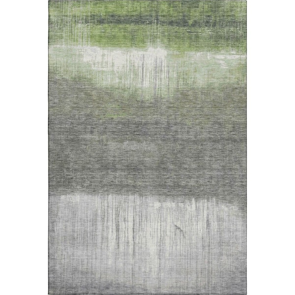 Mayfield Premium Machine Washable Abstract AMF2118 Fern 9 ft. x 12 ft. Area Rug