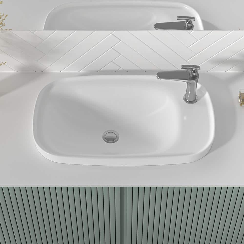 Glacier Bay 26 in. Ceramic Rectangular Vessel Bathroom Sink in White ...