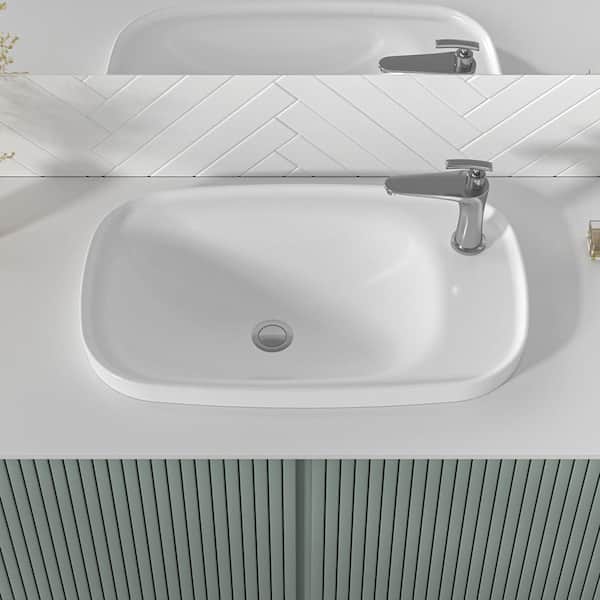 Glacier Bay 26 in. Ceramic Rectangular Vessel Bathroom Sink in White