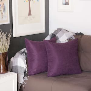 Charlie Set of 2-Purple Modern Square Throw Pillows 1 in. x 8 in.