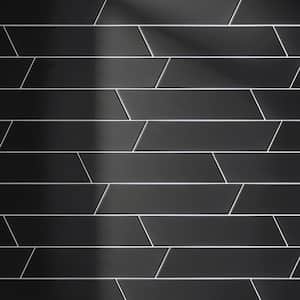 Kenzo Chevron Noir Black 3.14 in. x 15.74 in. Matte Porcelain Floor and Wall Tile (10.34 sq. ft./Case)