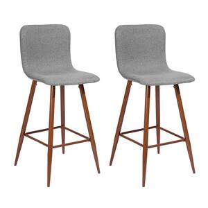 Scargill 29 in. Grey Upholstered Metal Frame Bar Stool with Fabric Seat(set of 2)