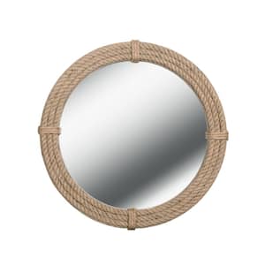 Nilsen 30 in. x 30 in. Brown Circle Framed Glass Wall Mirror