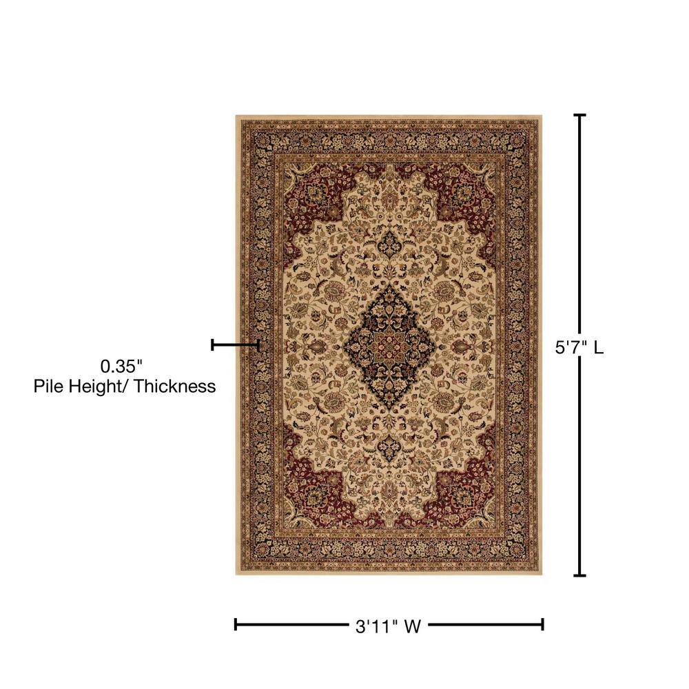 Ivory Medallion Traditional Synthetic Area Rug, 3'11" x 5'7"