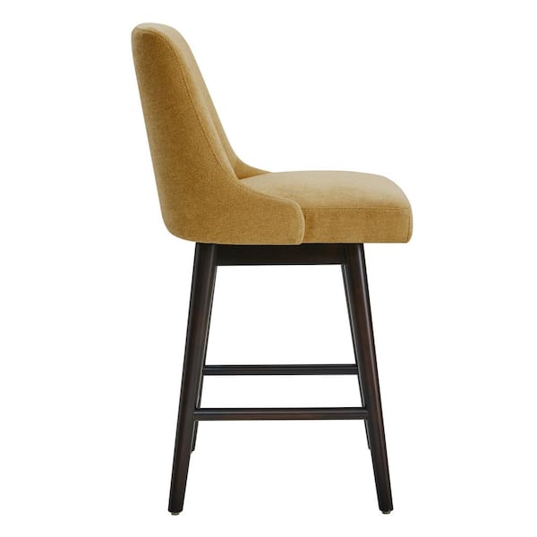 26 in. Maisie Canary Yellow High Back Wood Swivel Counter Stool with Fabric Seat