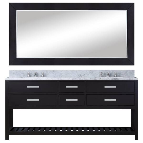 Water Creation 72 in. Vanity in Espresso with Marble Vanity Top in Carrara White and Mirror