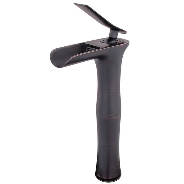 Novatto Victoria Watersaver Single Hole Single-Handle Vessel Bathroom Faucet with Waterfall Spout in Oil Rubbed Bronze