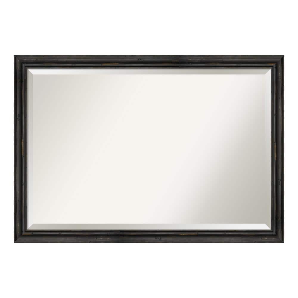 Rustic Pine Black Narrow 39.5 in. x 27.5 in. Beveled Rectangle Wood Framed 