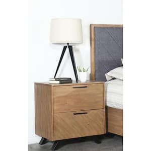 Taylor Light Honey Brown 2-Drawer Rectangular Nightstand with Dual USB Ports
