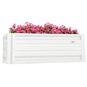 24 inch by 48 inch Rectangle Brilliant White Metal Planter Box