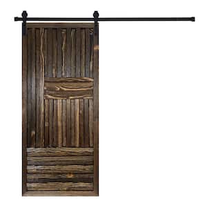 Artisan Series ZEN-Door 80 in. x 24 in. Brown Color Pine Wood Finished Sliding Barn Door with Hardware Kit