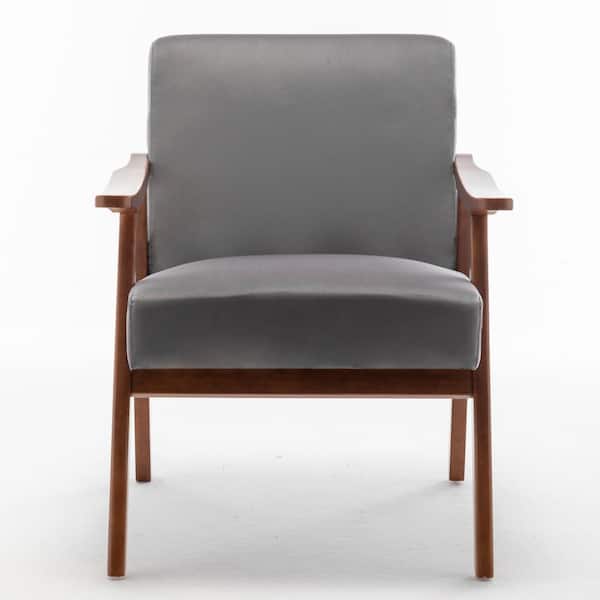 Cedrice 26.37 in. Gray Velvet Accent Chair