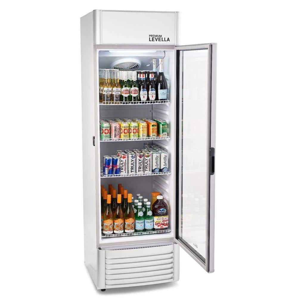 Premium Levella 12.5 Cu Ft Glass Door Beverage Refrigerator in Silver