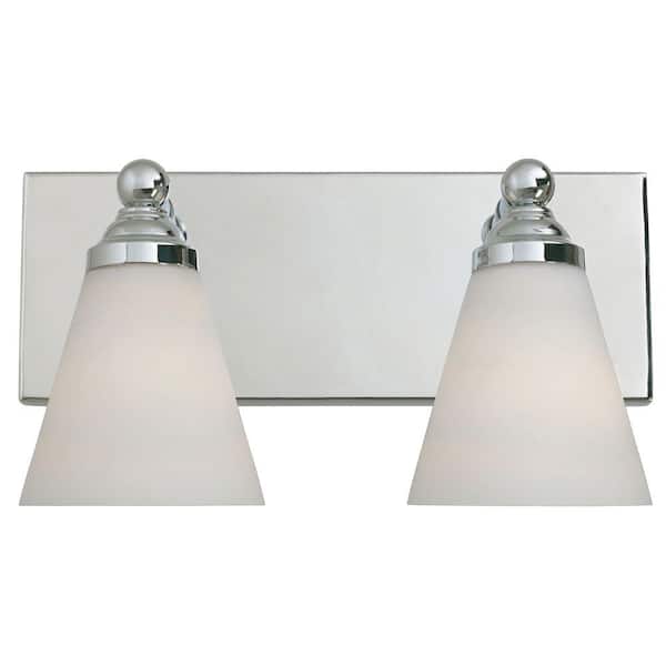 Designers Fountain Hudson 13.75 in. 2-Light Chrome Transitional Vanity with White Opal Glass Shades