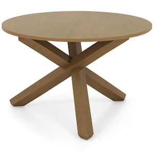 Natural Wood 47 in. Cross Legs Dining Table Seats 6 Person