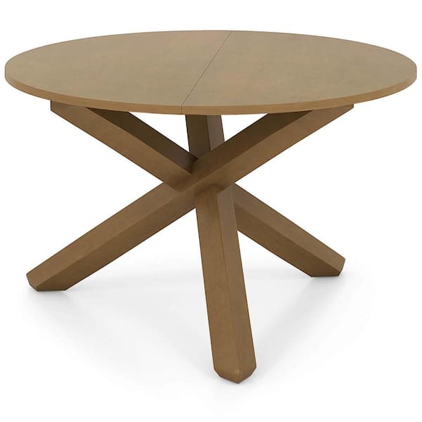 Costway Natural Wood 47 in. Cross Legs Dining Table Seats 6 Person