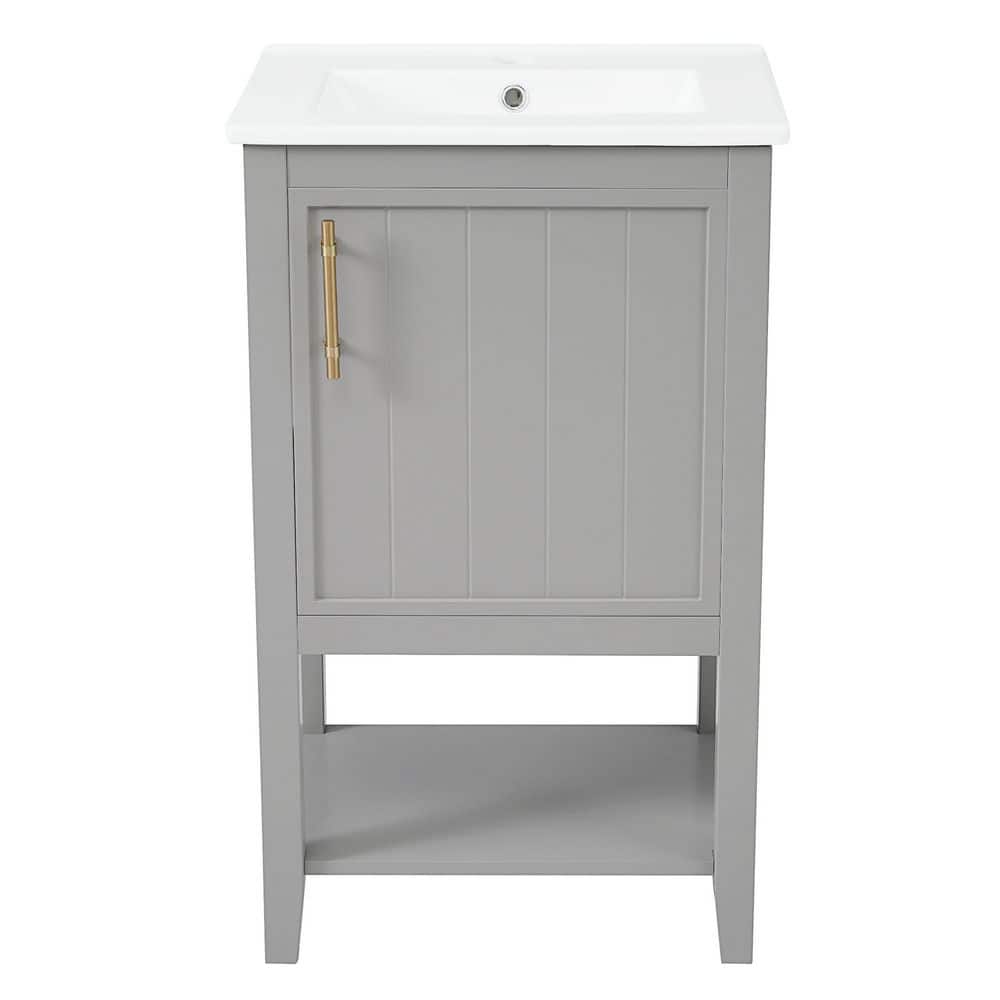 20 in. W x 15.5 in. D x 33.5 in. H Single Sink Bath Vanity in Grey with White Ceramic Top price history on PriceWatchPro
