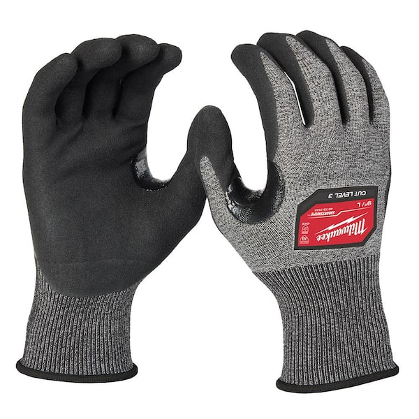 Milwaukee Large High Dexterity Cut Level 3 Resistant Nitrile Dipped Outdoor and Work Gloves