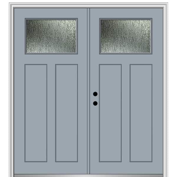 MMI Door 72 in. x 80 in. Right-Hand/Inswing Rain Glass Storm Cloud Fiberglass Prehung Front Door on 6-9/16 in. Frame
