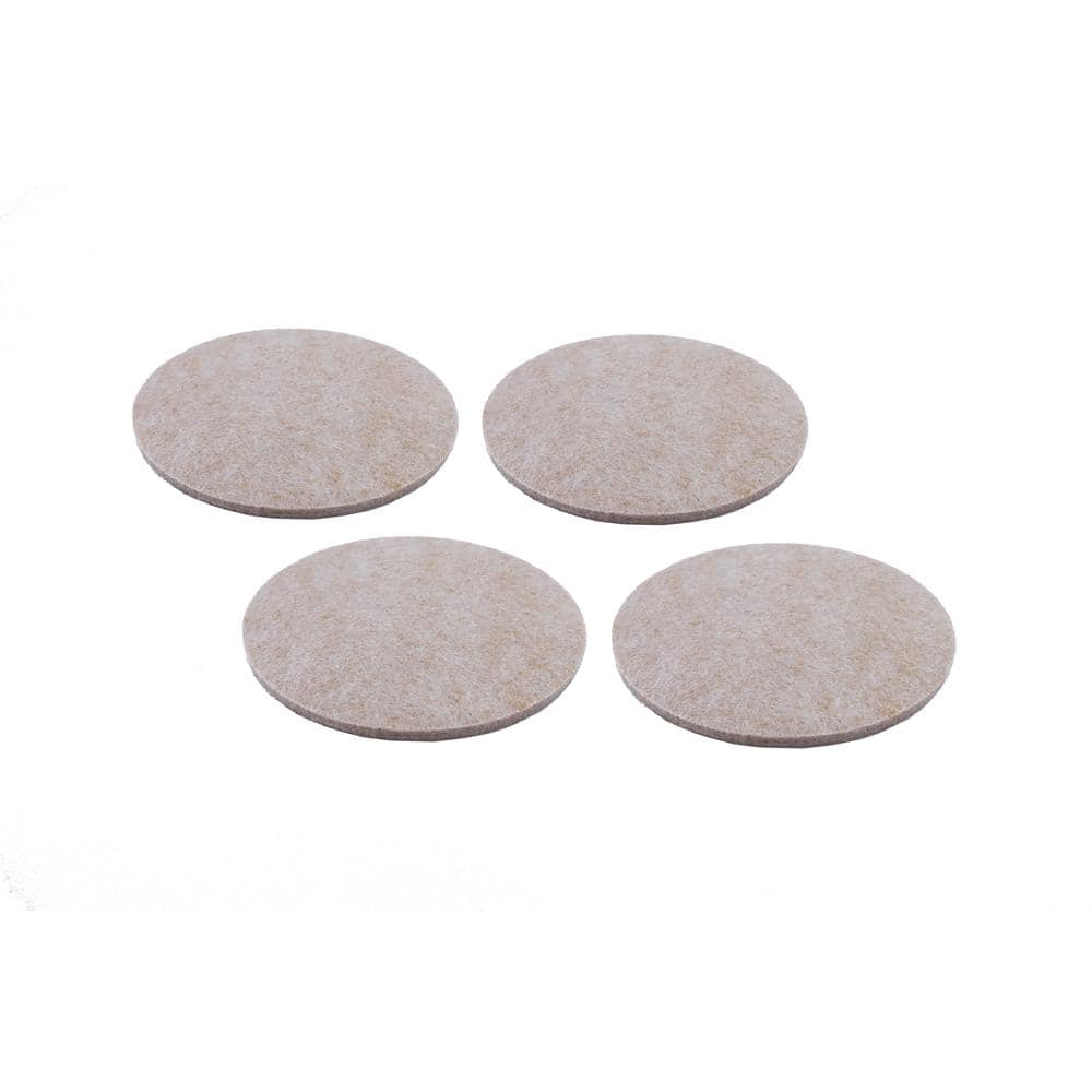Everbilt 4 in. Beige Round Felt Heavy Duty Self-Adhesive Furniture Pads  (4-Pack) 49921 - The Home Depot
