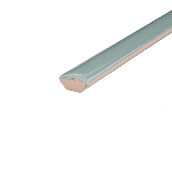 Chester Demi-Bullnose Acqua 1/2 in. x 12 in. Glossy Ceramic Wall Tile Trim