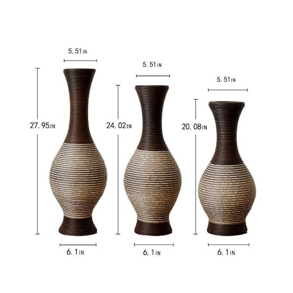 掛花3 CSC DECOR INC 21 in. 25 in. 28 in. Brown Plastic Cylinder