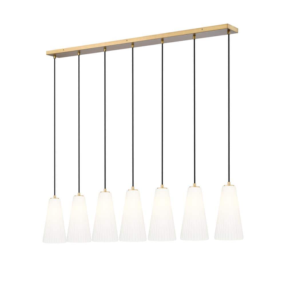 Farrell 7-Light in Modern Gold Linear Chandelier with no bulbs included
