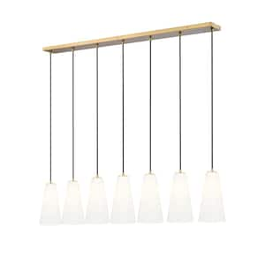 Farrell 7-Light in Modern Gold Linear Chandelier with no bulbs included