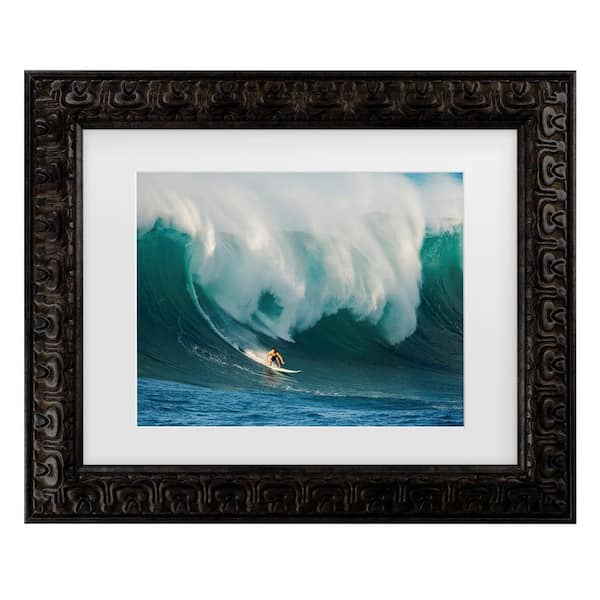 Trademark Fine Art David H Yang Riding a Crashing Wave Matted Framed Photography Wall Art 19.5 in. x 23.5 in