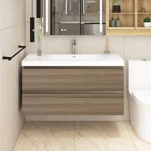 41.9 in. W x 19.7 in. D x 22.5 in. H Wall Mounted Bath Vanity in Ash Grey with White Culture Marble Top