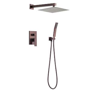 Gee 1-Handle 2-Spray 10 in. Wall Mount Square Shower Head with Swivel Hand Shower in Oil Rubbed Bronze (Valve Included)
