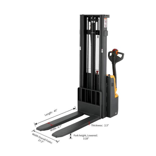 Full Electric Stacker 3,300 lbs. Powered Drive Pallet Stacker with  Adjustable Legs 118 in. Lifting APO-CTDR15-III-118 - The Home Depot