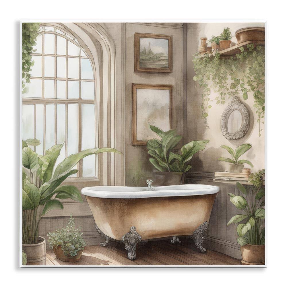 Traditional Bathroom with Plants by Kim Allen Unframed Graphic Art Print Typography 12 in. x 12 in. price history on PriceWatchPro