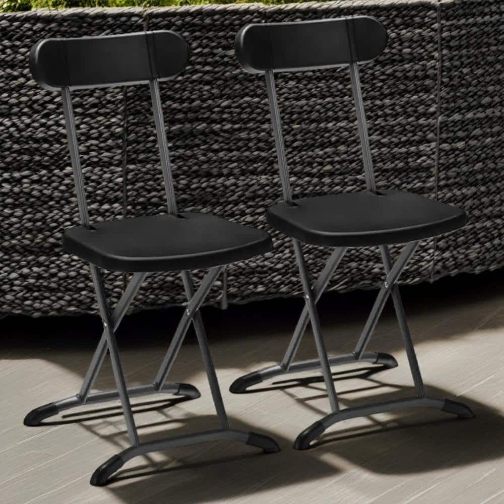 Black Folding Metal Outdoor Dining Chairs 18 in. Black Outdoor Dining Chair