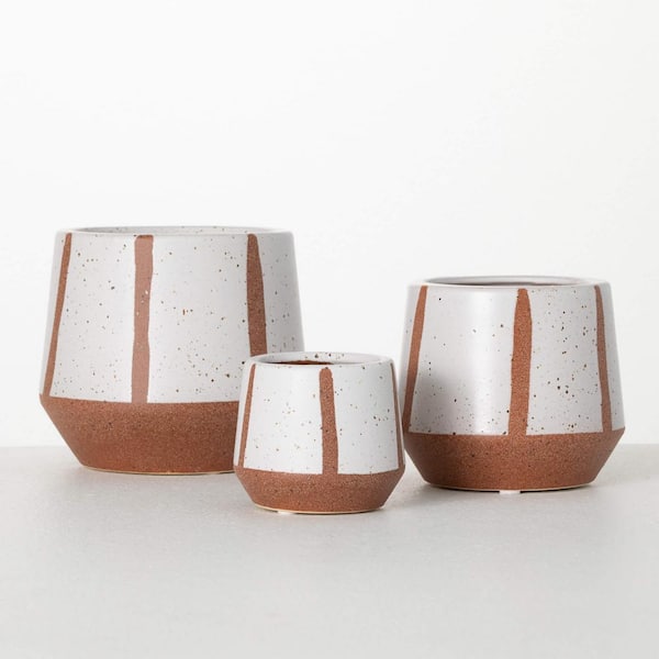 SULLIVANS 5.25 in. 4.25 in. and 3 in. Modern Ceramic Indoor Planter Set of 3