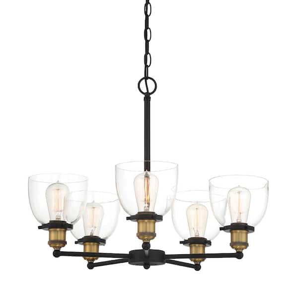 Designers Fountain Bryson 5-Light Vintage Bronze Chandelier with Clear Glass Shades For Dining Rooms