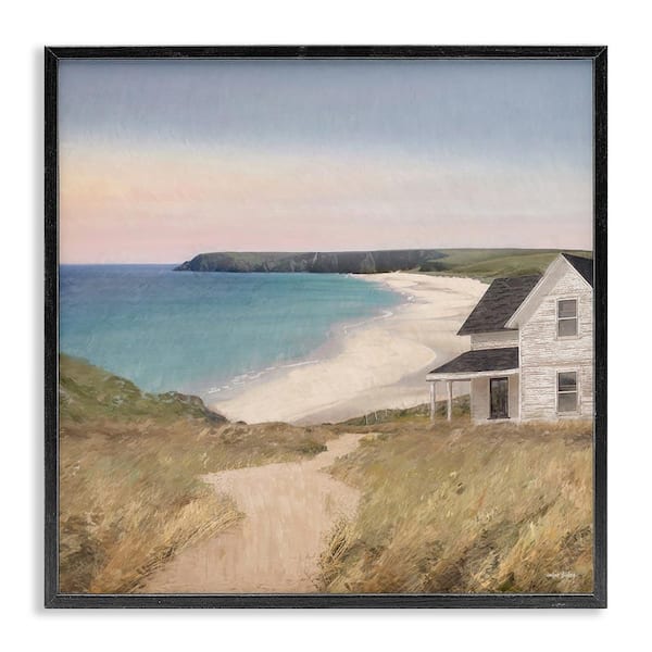 Stupell Industries Cottage Down By Shore by Amber Sterling Black Framed Nature Giclee Art Print 12 in. x 12 in.