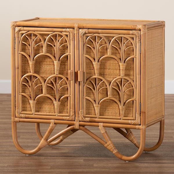 bali & pari Baylor Light Honey Rattan 31.9 in. Storage Cabinet 250