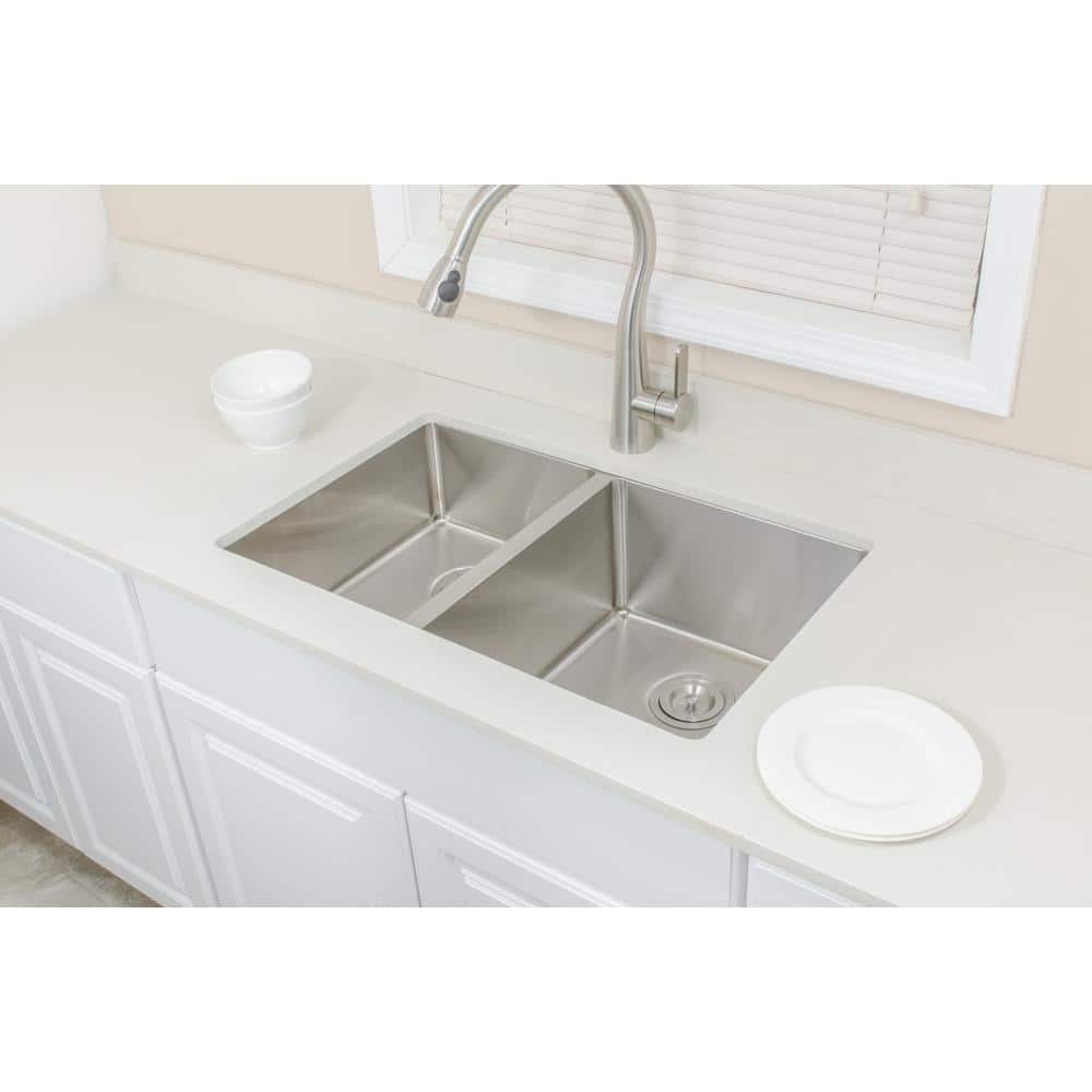 30'' Matte Stainless Steel Undermount Double Bowl Kitchen Sink