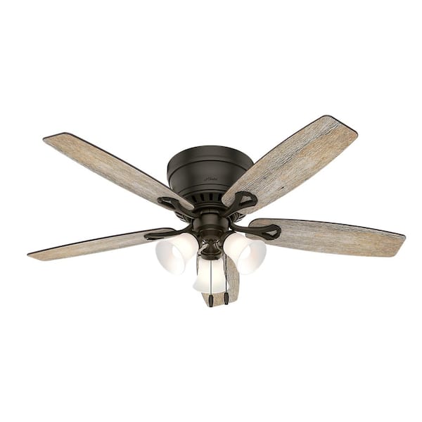 Hunter Oakhurst II 52 in. Low Profile LED Indoor New Bronze Ceiling Fan with Light Kit
