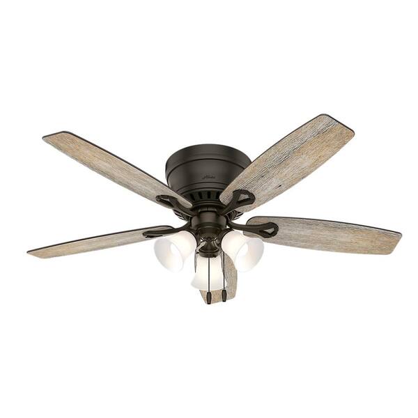 Hunter Oakhurst Ii 52 In Low Profile Led Indoor New Bronze Ceiling Fan With Light Kit 52300 The Home Depot Hunter Oakhurst Ii 52 In Low Profile, Hunter 52 Inch Ceiling Fan