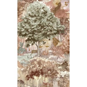 Burnt Orange Forest Landscape Tropical Non-Woven Paper Non-Pasted the Wall Double Roll Wallpaper